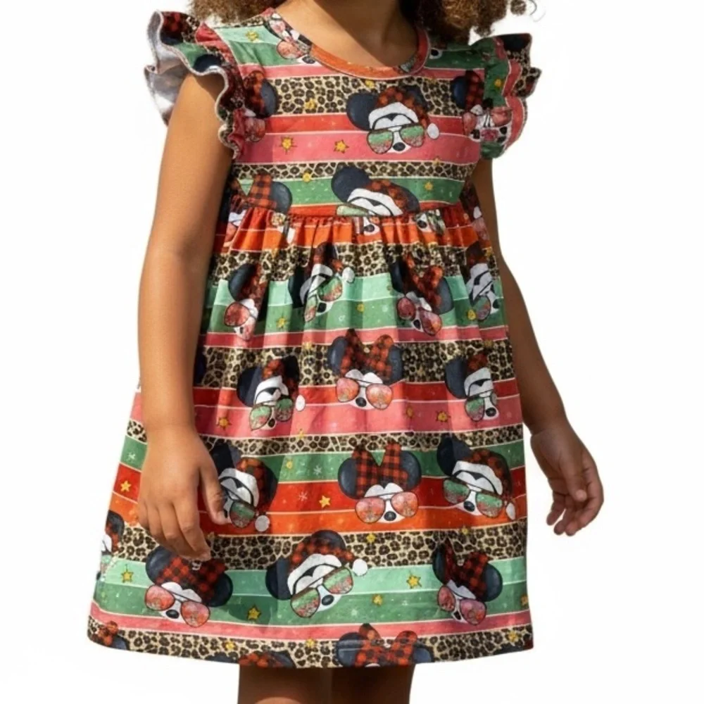 Kryssi Kouture Fun Holiday Red Green with Leopard print dress